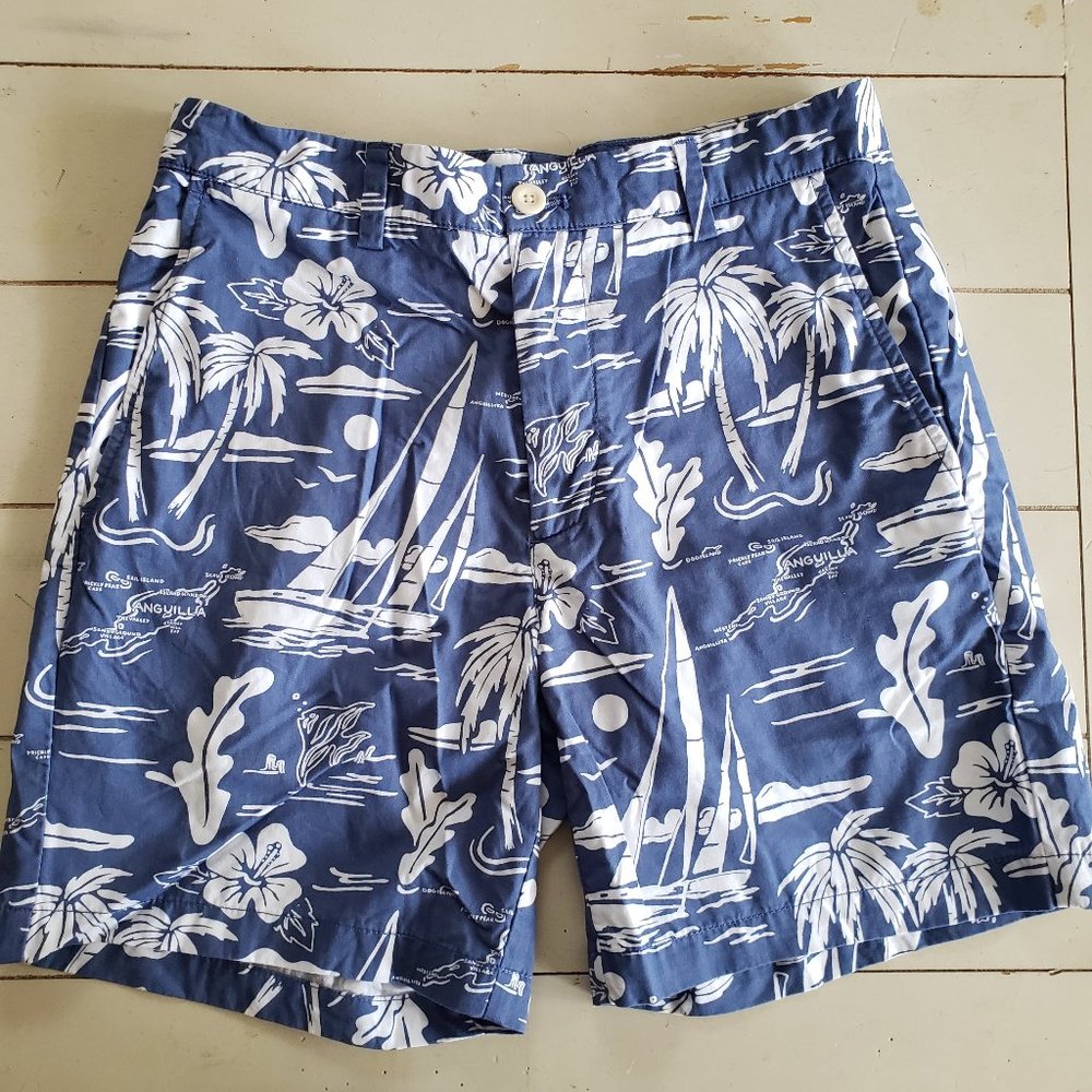 MENS VINEYARD VINES BREAKER PATTERNED SHORTS(NAVY/WHITE)  - WAIST 30